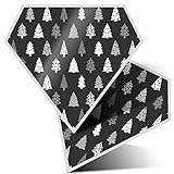 2 x Diamant-Aufkleber 7,5 cm BW – Modernes Weihnachtsbaum-Muster lustige Aufkleber für Laptops, Tablets, Gepäck, Scrapbooking, Kühlschränke, #35208
