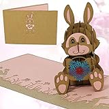 LINPOPUP® POP - UP Karte Hase - Blumenkorb - Geburtstagskarte - Ostern - Gute Besserung, 3D - Grußkarte Klappkarte, N345