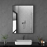 Spiegel Schwarz 40x60cm Badspiegel Badezimmerspiegel Rechteckiger Wandmontage Metallrahmen Dekorative Badezimmer Wandspiegel für Badezimmer, Wohnzimmer, Schlafzimmer, Gäste WC
