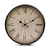Lawei Wanduhr Vintage Küchenuhr mit Geräuscharmem Uhrwerk Kinderuhr ohne Tickgeräusche mit Römische Ziffern für Büro Zimmer Cafe Restaurant, Ø 28