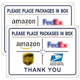Paketlieferungsschild, rostfreies Aluminium, Lieferanweisungen, bitte legen Sie Pakete in Box – 0,8 mm dickes PE-Lieferschild, Aufkleber, 25,4 x 17,8
