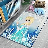 Disney Lizensiertes Produkt - Prinzessin ELSA Gefrorenes Spielteppich 133x95 cm - 2 Stück - Blau - Teppich - Spielmatte für Kinderzimmer Home Kinderteppich - Dekoratives, Spezielles Desig