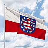 Deitert Bundesland-Flagge Thüringen – 150x100 cm Thüringen Fahne mit Wappen, Hissfahne aus reißfestem Poly