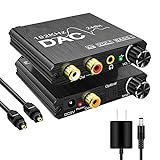 192KHz Digital to Analog Audio Converter with Bass and Volume Adjustment,Digital SPDIF/Optical/Toslink/Coaxial to Analog Stereo L/R RCA and 3.5mm Jack Converter for PS3 PS4 DVD AppleTV Home C