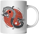 DragonHive Tasse Schriftzeichen Drache Chinesisches Neujahr - beidseitig Bedruckt - lustige Geschenk-Idee Kaffeetasse mit Spruch Keramik 330ml Farbe: Weiß