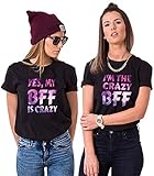 Soul Couple Crazy BFF Shirts Passende Shirts für beste Freunde Schwester Tshirts Geburtstagsgeschenk - Schwarz - Ja - M+Ich bin - M