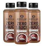 Bodylab24 Zero Sauce American BBQ 265ml / 3er Pack/nur 3-5kcal je 15g Portion/fett- und zuckerfrei/ideal für jede kalorienreduzierte Ernährungsform/perfekt als Zusatz für Saucen und Dressing