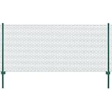 vidaXL Maschendrahtzaun mit Pfosten Komplett Set Maschendraht Zaun Zaunset Gartenzaun Drahtzaun Gehege Kaninchendraht Stahl 25x1m Grün 50