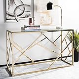 Safavieh Home Namiko Glam Tempered Glass and Brass Console Tab