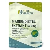 MARIENDISTEL EXTRAKT 500 mg; 180 Kapseln, enthält 80% Silymarin in pflanzlichen Kapseln; mit C