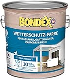 Bondex Wetterschutz Farbe Weiß 7,5 L für 68 m² | Holzfarbe mit extremer Deckkraft | Hervorragende Witterungsbeständigkeit | seidenglänzend | Wetterschutzfarbe mit bis zu 10 Jahren W