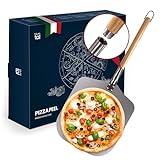 Blumtal Pizzaschieber kurz mit großer Fläche 30,5 x 30,5 cm - praktische Pizzaschaufel Aluminium -  Pizzaheber kurzer Griff aus Holz 61 cm -  Pizzaschieber Aluminium - Pizzap