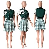 Baseball-Outfits im College-Stil für Damen, Y2K, modisch, kurzärmelig, bauchfreier Mantel + gerüschte Clubröck