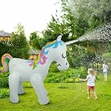 Float Joy Aufblasbare Einhorn Sprinkler Wasser Spielzeug für Kinder Outdoor Sommer Hof und im Freien Spielen Kinder und Erwachsene Sommer Party F