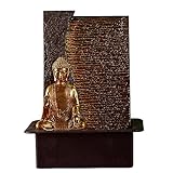 Zen'Light - Zimmerbrunnen Buddha Jati abnehmbar mit gelbem LED-Band - Zen-Dekor Ideal für Meditation und Entspannung - Leise Wasserpumpe - Glücksbrunnen mit geschlossenem Kreislauf - H 40