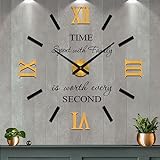 Vangold Moderne Mute 3D DIY Große wanduhren XXL Aufkleber Wand Uhr für Home Office Dekoration Geschenk