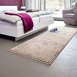 ASTRA Teppich Wohnzimmer hochwertig - Pflegeleichte Teppiche für Wohnzimmer, Schlafzimmer, Arbeitszimmer - Samoa Uni Haselnuss 67x130