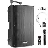 Vonyx VSA700-BP Partybox Bluetooth Lautsprecher Groß 1000W, 8 Std Akku, Headset und Mikrofon, Mobile PA Anlage Komplettset mit Fernbedienung - Mobile Musikbox Groß, USB, SD, MP3, Schw
