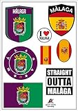 aprom Malaga Spanien Aufkleber Karte Sticker-Bogen - PKW Auto Fahne Flagge Decal 17x24 cm - Viele M