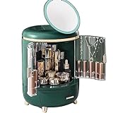 BITACS Make-up-Box, Make-up-Organizer, Aufbewahrungsbox, großes Fassungsvermögen, Make-up-Koffer, Aufbewahrungsbox mit interner Lampe und LED-Spiegel, staubdichte Kosmetik-Aufbewahrungsbox,