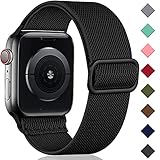 Oielai Solo Loop Armband Kompatibel mit Apple Watch Armband 41mm 40mm 38mm 42mm, Verstellbares Nylon Sport Ersatz Armband für iWatch SE Series 10/9/8/7/6/5/4/3/2/1, Schw