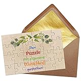 PR Print Royal Puzzle selbst gestalten mit Text - 24 Teile Puzzle Personalisieren mit Wunschtext, inkl. Briefumschlag mit Gold-Inlay | Hintergrund Beige mit Blumenk