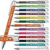 100x Kugelschreiber mit Gravur | Emojis Gravur möglich | 13 Farben Auswahl | Personalisierte Werbekugelschreiber mit Wunschgravur | PS170 (Orange, 100 Stück)