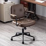 Wahson PU-Leder Bürostuhl Modern Schreibtischstuhl Drehstuhl mit Armlehne höhenverstellbar Arbeitsstuhl für Home Office/Arbeitszimmer/Schminktisch,B
