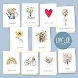 LOViLEE® Dankeskarten inkl. extra Umschläge & Sticker zu jedem Anlass im 10er Geschenkset – hochwertige Grußkarten für Familie & Freunde – Dankeschön Karte in premium Qualität, Dank
