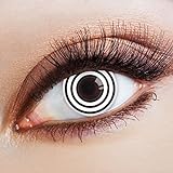 aricona Kontaktlinsen - Weiß-schwarze Kontaktlinsen mit hypnotisierender Spiral-Optik - Schwarze Kontaktlinsen ohne Stärke für Halloween, Fasching, Karneval, 2 Stück