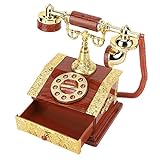 Vintage Wählscheibe Telefon geformte Spieluhr mit Schublade, Vintage Spieluhr mit Schmuckkästchen Aufbewahrungstasche für Desktop O