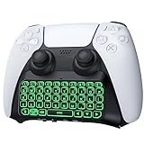 TiMOVO Drahtlose Tastatur Kompatibel mit PS5, PS5 Spielzubehör mit Grüner Hintergrundbeleuchtung,​ Mini Bluetooth Tastatur für PS5 Controller Messaging Gaming Live Chat, Schwarz+Weißer R