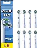 Oral-B Pro Precision Clean Aufsteckbürste für elektrische Zahnbürste, X-Form und abgewinkelte Borsten für tiefere Plaque-Entfernung, 8 Stück Zahnbürstenköpfe, Weiß