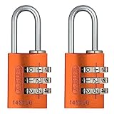 ABUS Zahlenschloss 145/20 Orange - Kofferschloss, Spindschloss u. v. m. - Aluminium-Vorhängeschloss - individuell einstellbarer Zahlencode - ABUS-Sicherheitslevel 3 (Packung mit 2)