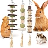 Kauspielzeug für Kaninchen, natürliches Spielzeug zum Aufhängen, für Meerschweinchen, Ratten, Hamster, Rennmäuse und andere kleine Haustiere, 3 Stück