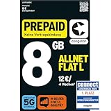 congstar Prepaid ALLNET L SIM-Karte ohne Vertrag I 8 GB Vielsurfer Prepaid-Paket in D-Netz-Qualität I 5G mit 25 Mbit/s + 15€ Startguthaben I Telefonie & SMS Flat in alle dt. Netze I EU-Roaming ink