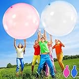Riesig Wasserball Aufblasbar Wasserbomben Wiederverwendbar Wasserballons Luftballons Groß Transparenter Splash Ball Garten Spielzeug Kinder Draußen Wasserspielzeug (Blau und Rosa)