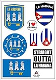 aprom Havanna Kuba Aufkleber Karte Sticker-Bogen - PKW Auto Fahne Flagge Decal 17x24 cm - Viele M
