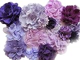 YYCRAFT 15 x lila/lavendelfarbene Chiffon-Haarblumen für Mädchen, Haarband, Baby-Blumen, Schleifen, Basteln, Party-Dekoration (5,1 cm - 11,4 cm)
