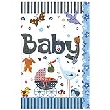 Susy Card 40009858 Grußkarte zur Geburt/ Junge 'Kinderwagen, Storch', Maße: 17 x 11 x 0, 1