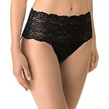 CALIDA Damen Slip Sensual Secrets, schwarz aus Polyamid und Elastan, hochgeschnitten mit transparenten Spitzenbund, Größe: 48/50