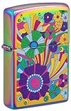 Zippo Windproof Feuerzeug - Vintage Blumen Design Multi Color - Nachfüllbar für Lifetime Use - Geschenkbox - Metallkonstruktion - Made in US