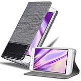 Cadorabo Hülle kompatibel mit ZTE Blade A612 aus Premium Jeans und Kunst Leder Flip Klappbare Stoßfeste Magnetische [Standfunktion] [Kartenfächern] Cover Hülle für ZTE Blade A612 Tasche in G