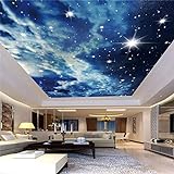 Benutzerdefinierte Fototapete Sternenhimmel Wolken Sterne Decke Tapete 3D Wohnzimmer Schlafzimmer Ktv Bar Deckenwand Tapete, 250 × 175C
