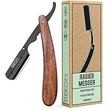DEKOFY Premium Rasiermesser mit Holzgriff - Silber oder Schwarz - Einfache Handhabung für eine angenehme und präzise Rasur - inkl. Wechselklingen - Rasiermesser Herren, Rasiermesser S