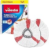 Vileda Turbo 2in1 EasyWring&Clean Wischmopp Ersatzköpfe, Mikrofaser Moppköpfe mit Kraftfasern für Vileda Turbo Sets, auch für empfindliche Böden, 2er Pack