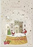 Turnowsky Karte mit Adventskalender und 24 Türchen - schöne Grußkarte mit goldenem Umschlag, für die Adventszeit und zu Weihnachten (Weihnachtsdorf), 17,5 cm x 11 x