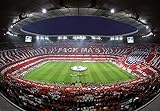 A.S. Création Fototapete - Tapete Stadion FC Bayern in Rot, Grün und Grau - Wandtapete für verschiedene Räume - Vliestapete Wandbild XXL 366 x 254