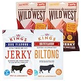 Kings Wild West Beef Jerky XXL BIG BAG Mix Pack Biltong/BBQ/Original, Trockenfleisch, High Protein, Glutenfrei 1,25kg