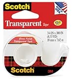 Scotch Transparent Clear Finish Tape 5HFCR, 3/4 x 300 Inches, 4-Pack